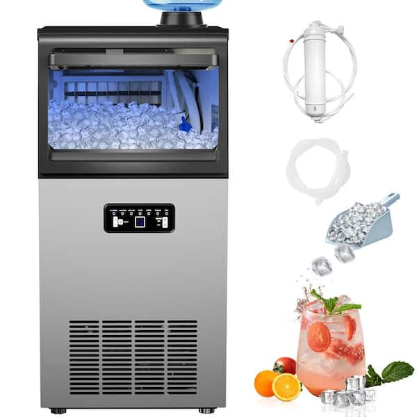 13.5 in. 90 lbs./Day Commercial Built-In/Freestanding Full Size Cubes Ice Maker in Stainless Steel with 15 lbs./Day Bin