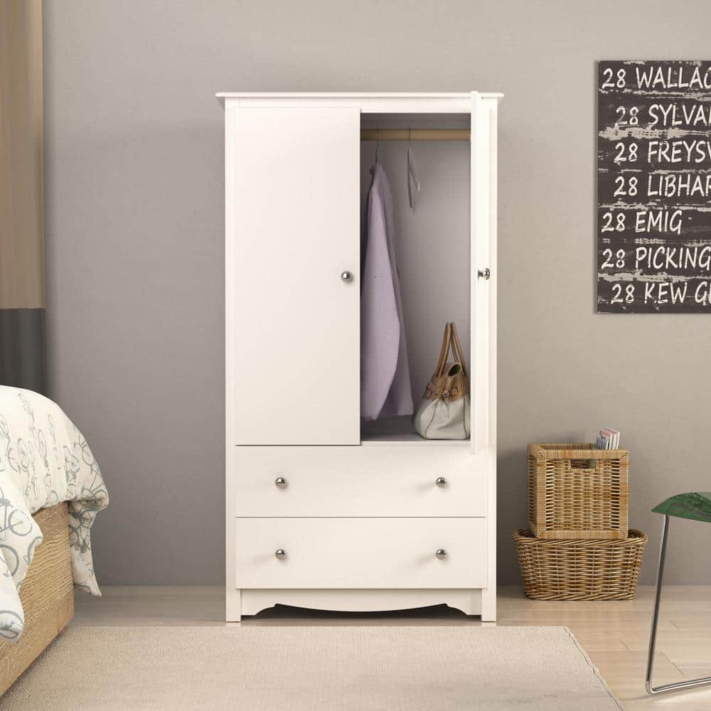 Monterey White MDF TV and Wardrobe Armoire