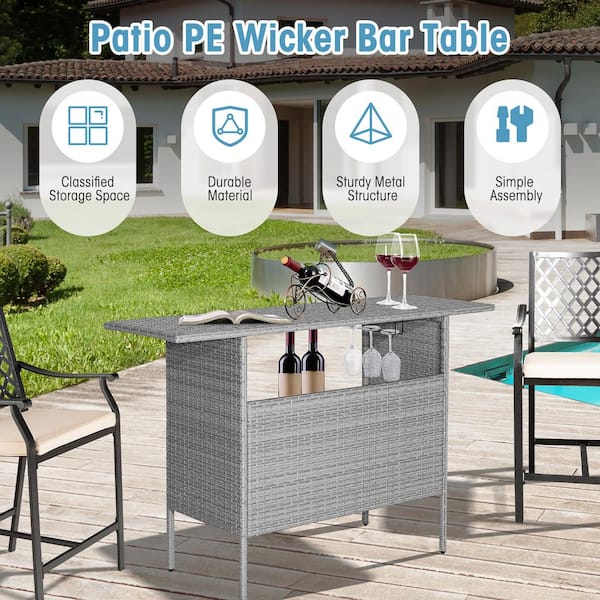 Wicker bar table online and chairs