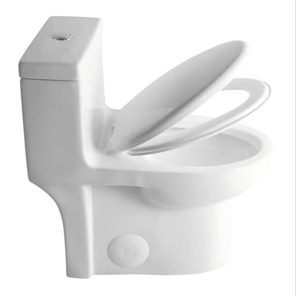 1.1/1.6 GPF Powerful Dual Flush 1-Piece Water-Saving Elongated Comfort Toilet in White