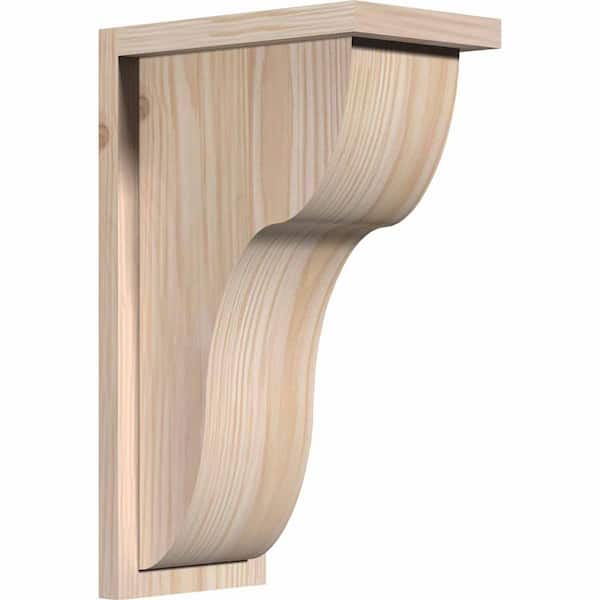 Ekena Millwork 7-1/2 in. x 12 in. x 20 in. Douglas Fir Carmel Smooth Corbel with Backplate