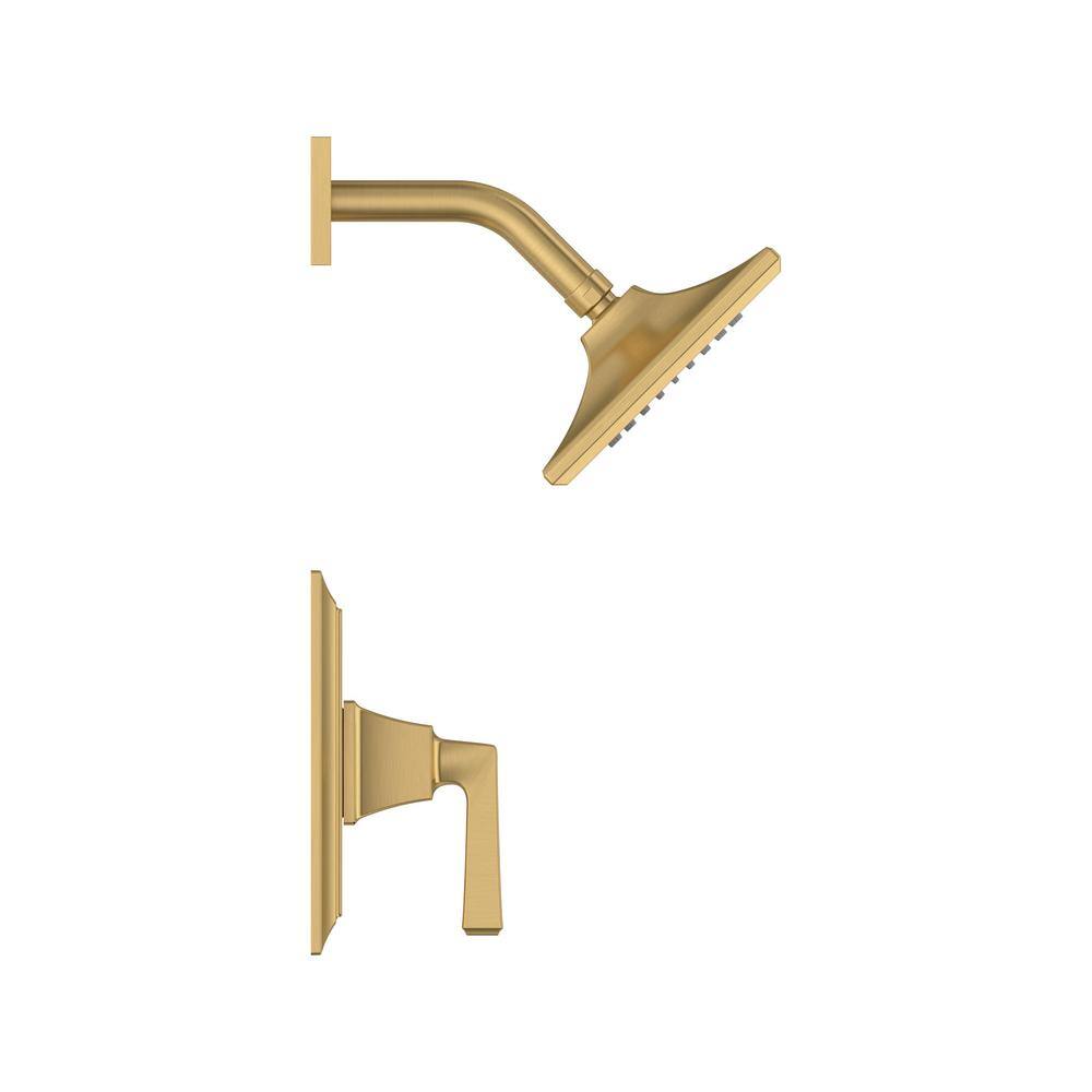 Gold Wall Mounted Rain Shower Trim Kit with Lever Handle