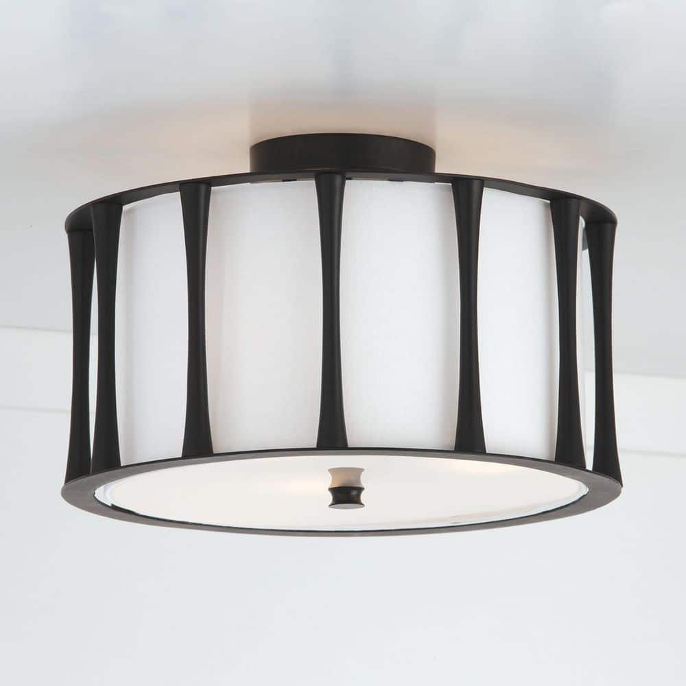 Bodie 15 in. 3-Light Drum Matte Black Semi-Flush Mount Light for Foyer price history on PriceWatchPro