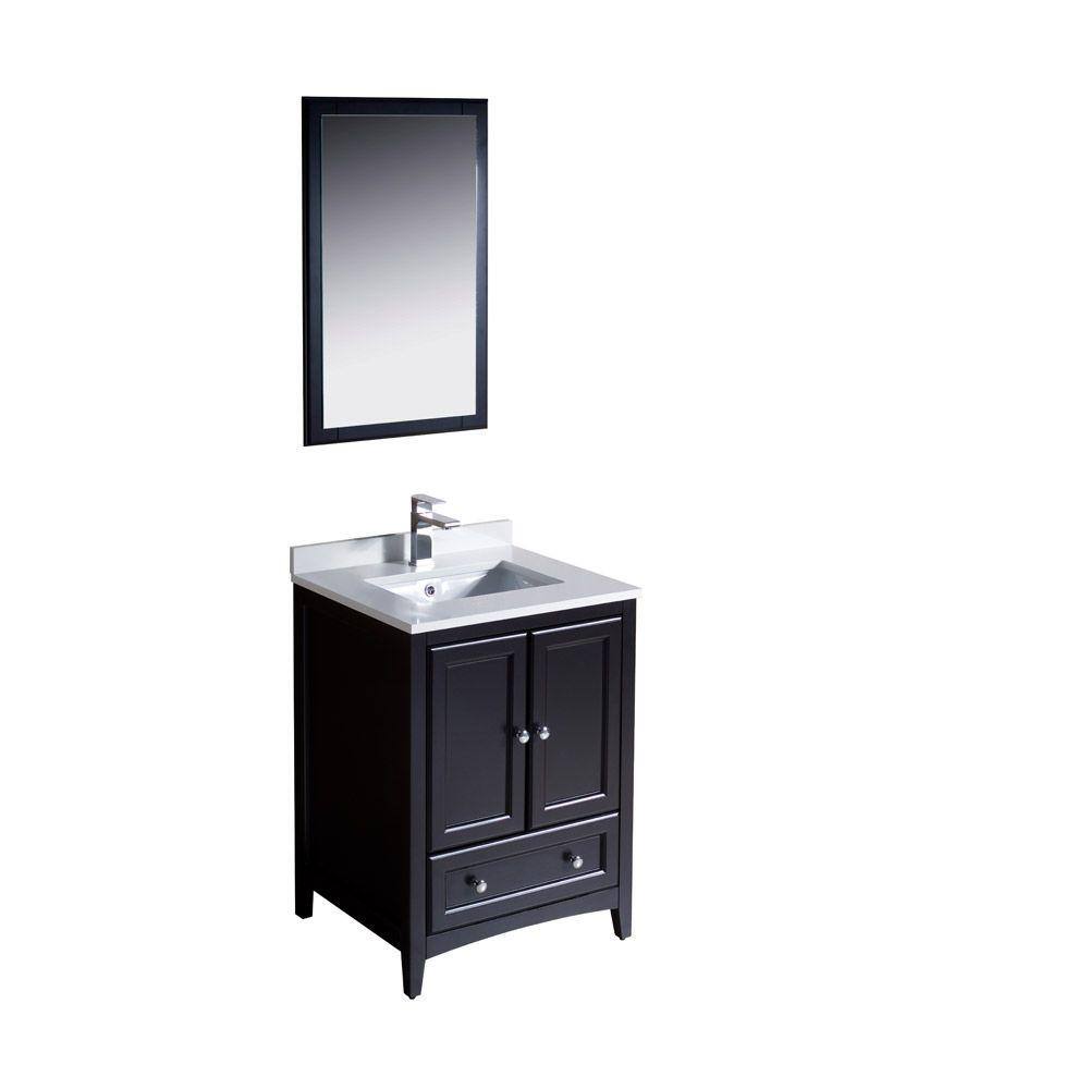Espresso 24" Freestanding Single Sink Vanity Set with Mirror