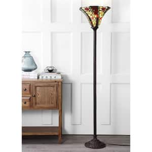 Williams Tiffany-Style 71 in. Bronze Torchiere Floor Lamp