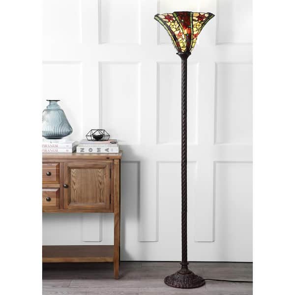 Williams Tiffany-Style 71 in. Bronze Torchiere Floor Lamp
