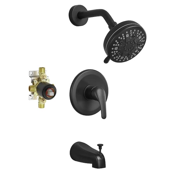 Single Handle 8-Spray Tub and Shower Faucet bathtub faucet 1.8 GPM in Spot Defense Matte Black (Valve Included)