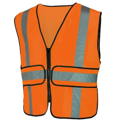 Hi Visibility Orange Class 2 Reflective Adjustable Safety Vest