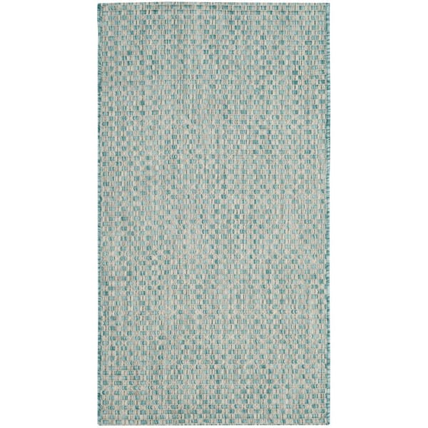 SAFAVIEH Courtyard Light Blue/Light Gray Doormat 3 ft. x 5 ft. Solid Indoor/Outdoor Patio Area Rug