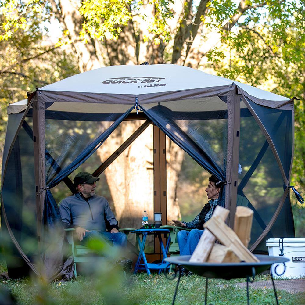Green 6-Person Fiberglass Frame Camping Screen House with Carry Bag