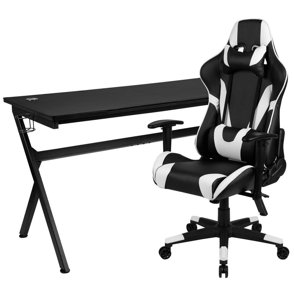 Carnegy Avenue 55.13 in. Black Gaming Desk and Chair Set CGANAN486451