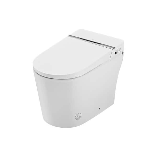 Elongated Bidet Toilet 1.28 GPF in White with Heated Seat, Auto Flush, Foot Sensor, Night Light, Remote Control