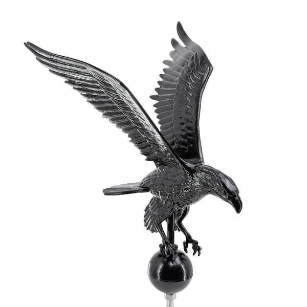 18" Aluminum Flagpole Eagle - Black with Black Globe
