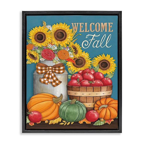 Stupell Industries Welcome Fall Harvest by Deb Strain 1 Piece Floater Frame Graphic Print Nature Poster Art Print 21 in. x 17 in.