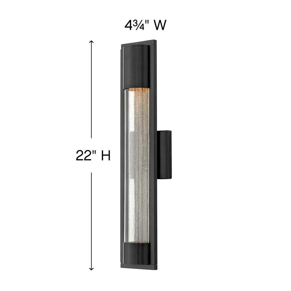 Sleek Satin Black Outdoor Wall Sconce with Seedy Glass