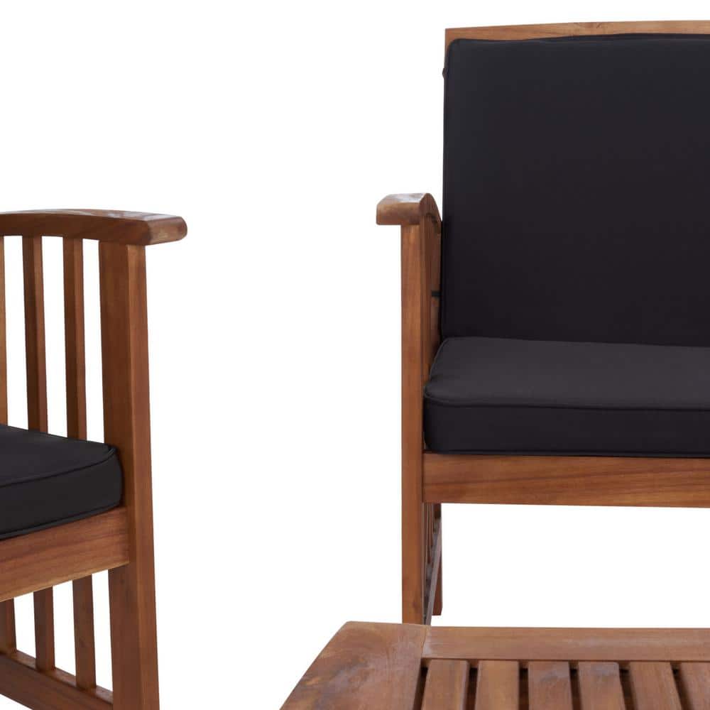 Rocklin 4-Piece Natural & Black Acacia Outdoor Set