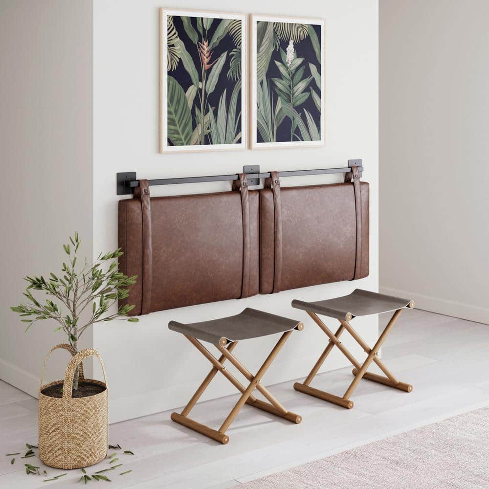 Harlow King Brown Faux Leather Wall Mount Headboard
