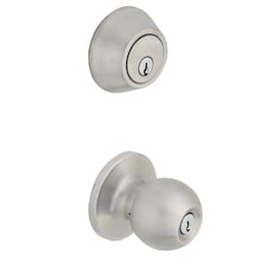 Simple Series Ball Stainless Steel Keyed Entry Door Knob with Single Cylinder Deadbolt Combo Pack
