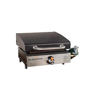 17 in. Tabletop 1-Burner Portable Propane Griddle in Stainless Steel and Black with Hood