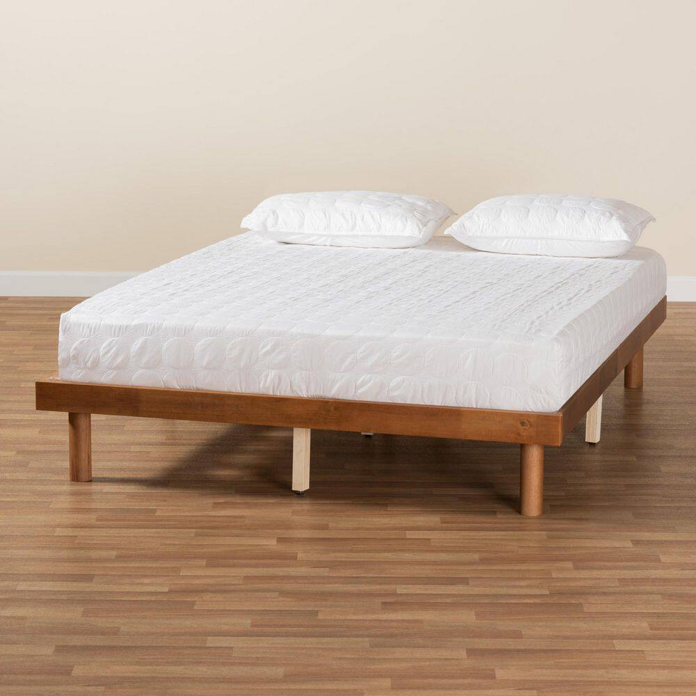 Winston Walnut Brown King Platform Bed with Wood Slats