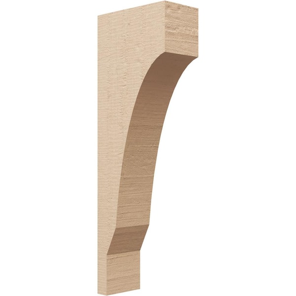 Ekena Millwork 4 in. x 24 in. x 8 in. Series 2 Thin Moab Rough Cedar Woodgrain Timberthane Polyurethane Corbel, Primed Tan