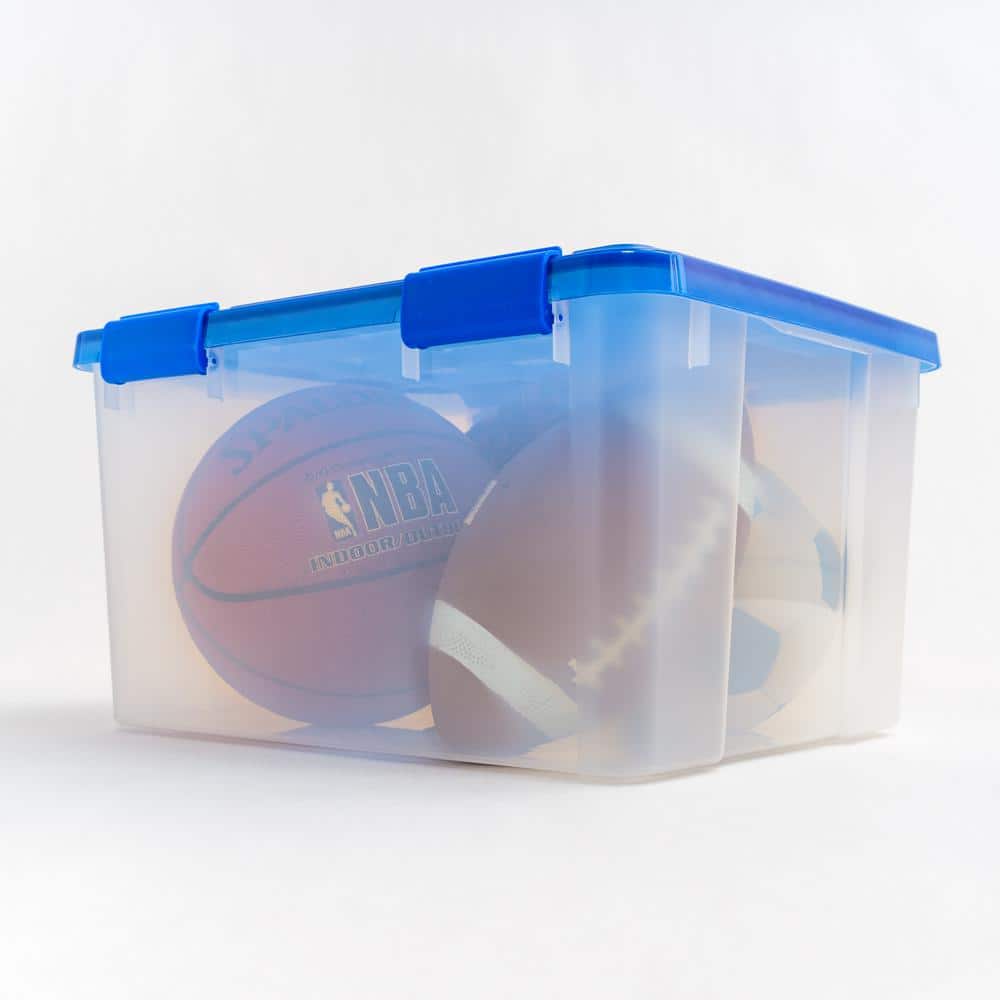 Set of 4 Clear Blue 44 Quart Stackable Storage Bins