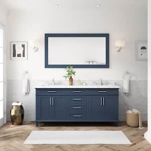 Sonoma 72 in. W x 22 in. D x 34.5 in. H Bath Vanity in Midnight Blue with Carrara Marble Top