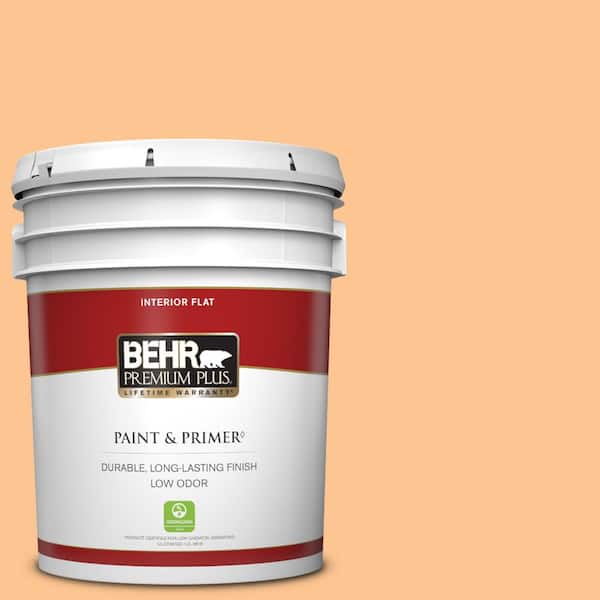 BEHR PREMIUM PLUS 5 gal. #P220-4 Dainty Apricot Flat Low Odor Interior Paint & Primer
