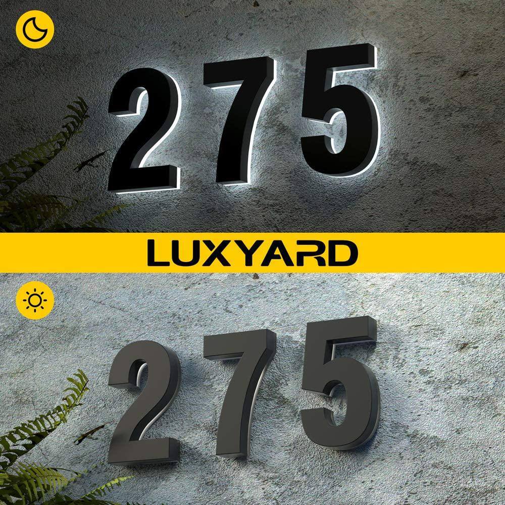 8 Inch Black Stainless Steel LED Backlit Floating House Number