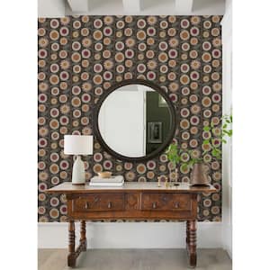 Sisu Rasberry Floral Geometric Paper Glossy Non-Pasted Wallpaper Roll
