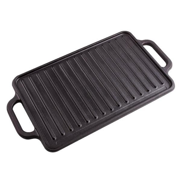 Victoria Grill Griddle 16 in x 8 in Black Cast Iron Reversible Rectangular Griddle/Skillet
