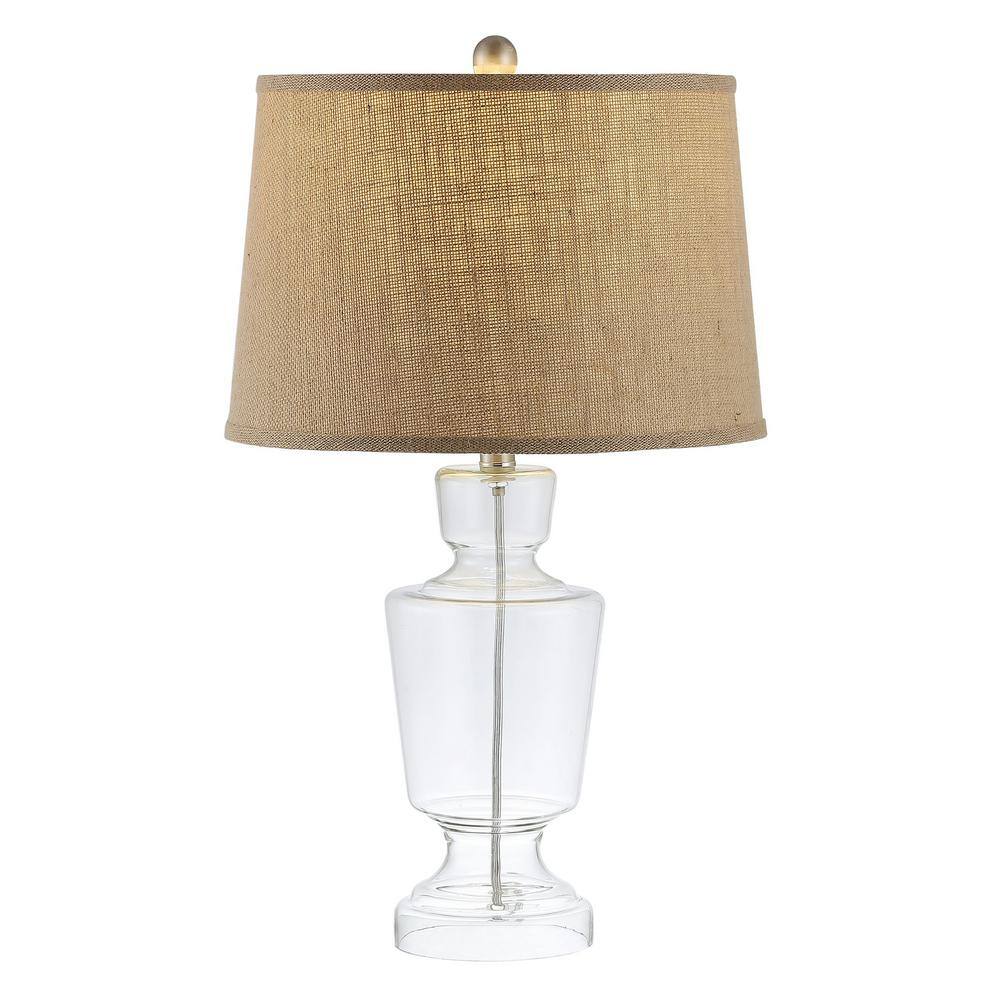 Amby Clear Glass Table Lamp Set with White Shade