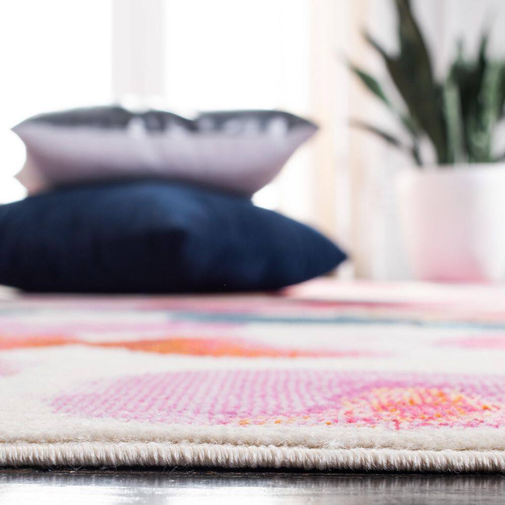Lillian 8' x 10' Light Blue and Rose Synthetic Area Rug