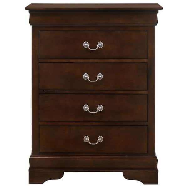 AndMakers Louis Phillipe 4-Drawer Cappuccino Chest of Drawers (41 in. H x 31 in. W x 16 in. D)