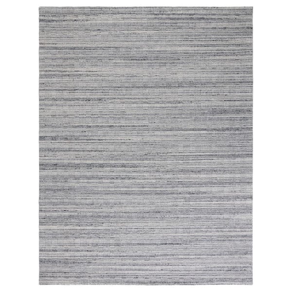 Elements 9 ft. x 12 ft. Black/Light Gray Striped Marle Area Rug