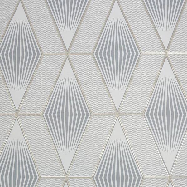 Graham & Brown Superfresco Easy Chicago Geo Grey Silver Star Wallpaper Sample