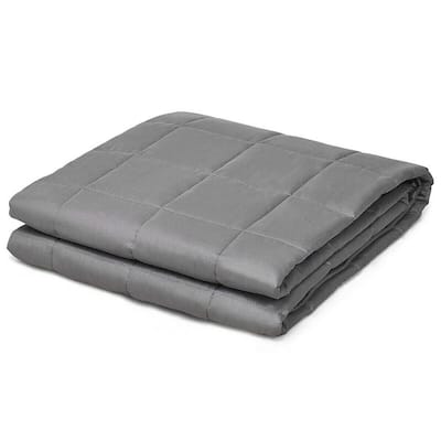 Dark Gray 100% Cotton 60 in. x 80 in. Quilted 20 lbs.Weighted Blanket with Glass Beads