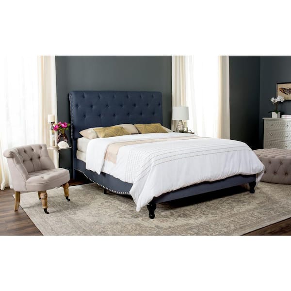 SAFAVIEH Hathaway Navy Twin Upholstered Bed