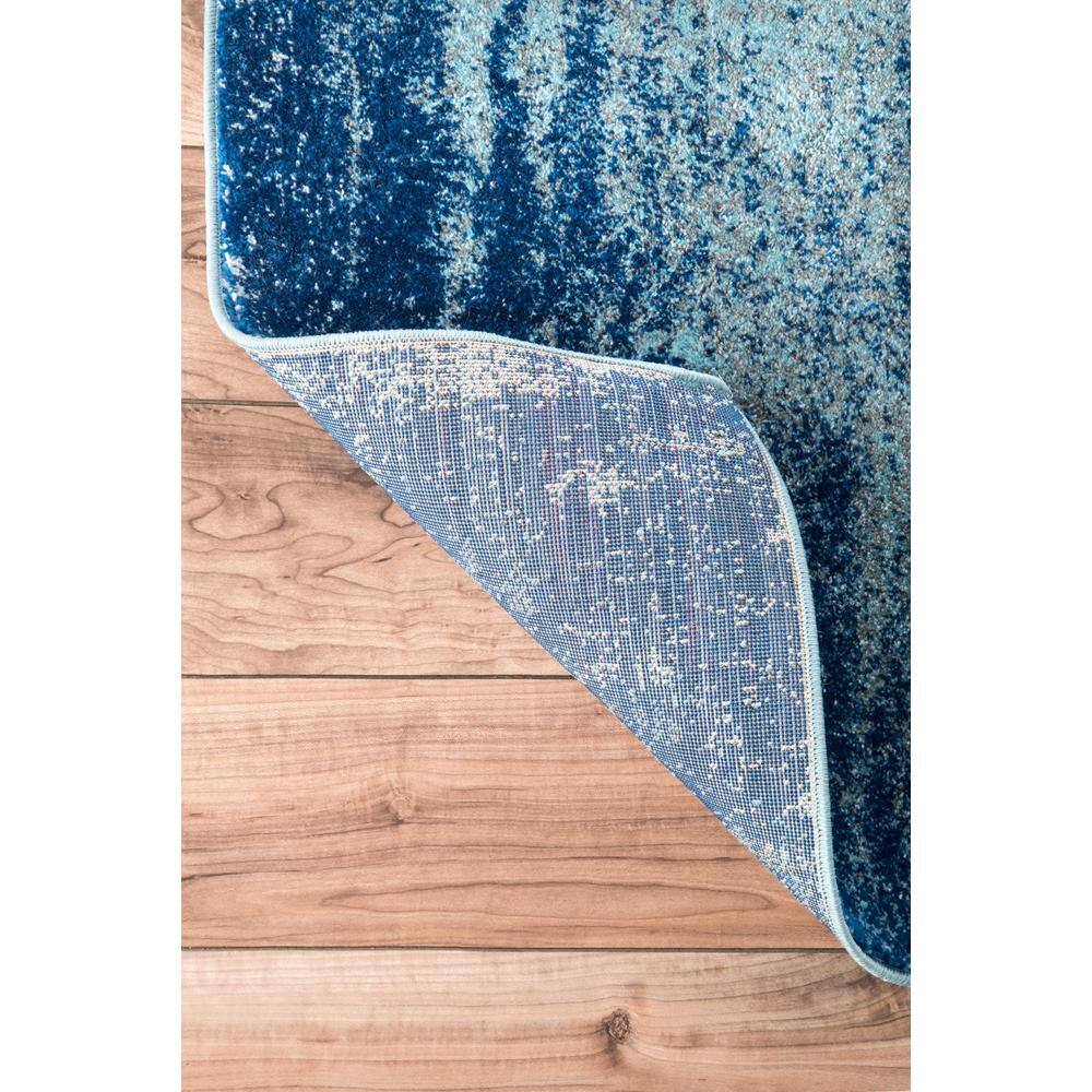Blue Abstract Synthetic Easy Care Rectangular Area Rug