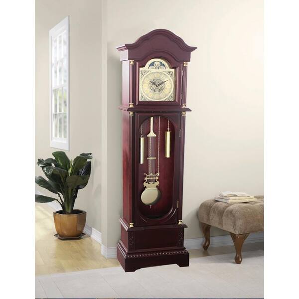 Traditional 72 In Cherry Floor Standing Grandfather Clock Gf1003 72c The Home Depot