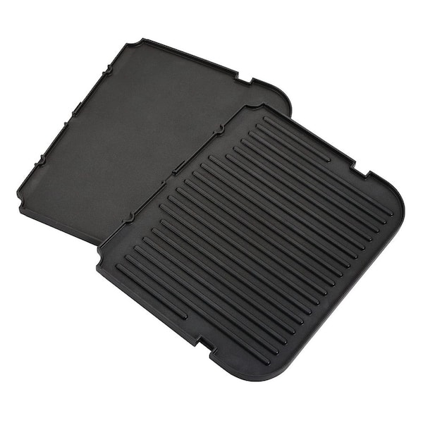 Reversible Nonstick Aluminum Griddle Plates Black for Grill and Panini Press, Food Grade, Dishwasher Safe, 2Pcs