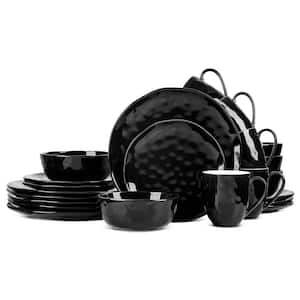 Stone Lain Ivy 24-Piece Dinnerware Set Porcelain, Service For 6, Black