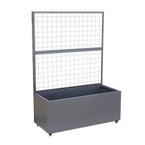46 in. x 66 in. x 21 in. Grey Modern Steel Trellis Planter Box for Outdoor Use