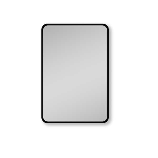 FUNKOL 24 in. W x 30 in. H Rectangular Metal Framed Wall Mount or Recessed Bathroom Medicine Cabinet with Mirror in Black