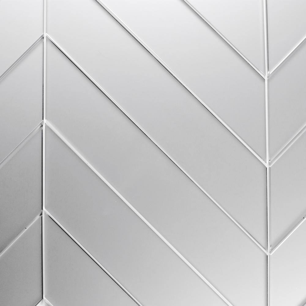 Frosted Silver Glass Chevron Wall Tile 3x12