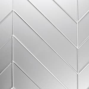 Reflections Silver 3 in. x 12 in. Straight Edge Chevron Glass Mirror Subway Wall Tile (24.3 sq. ft./Case)