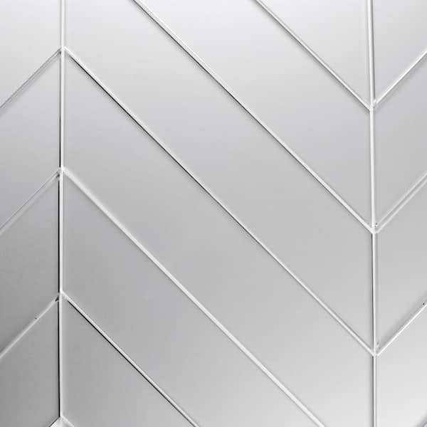 Reflections Silver 3 in. x 12 in. Straight Edge Chevron Glass Mirror Subway Wall Tile (24.3 sq. ft./Case)