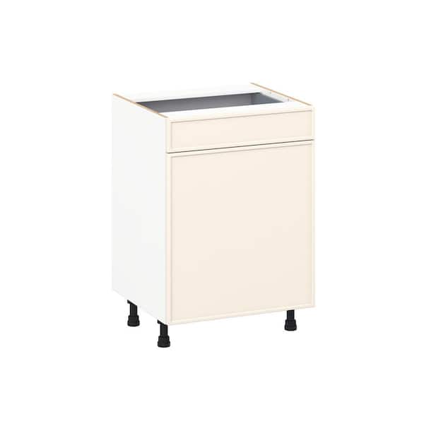 J COLLECTION Fairview 24 in. W x 21 in. D x 34.5 in. H Assembled Slim Shaker Bath Base Kitchen Cabinet in Washed Linen with 1-Drawer