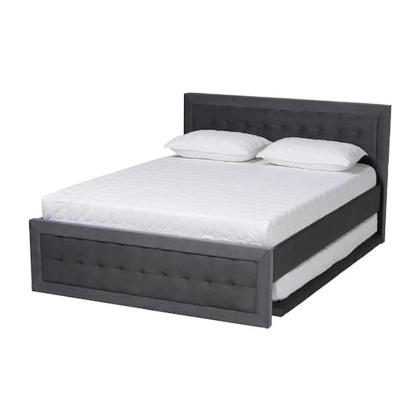 Baxton Studio Tegan Gray Wood Frame Queen Platform Bed with Trundle