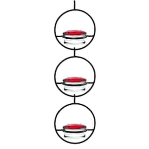 3-Pieces Metal Circular Hanging Hummingbird Feeder for Outdoor Gardens, Backyards, Courtyards and Decks